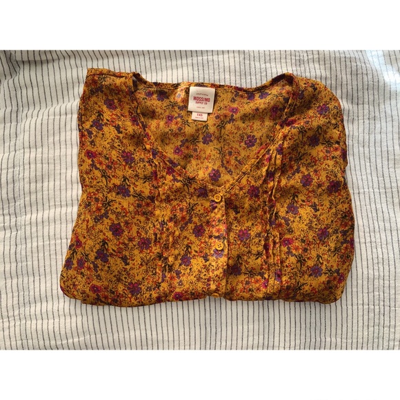 Mustard floral blouse with adjustable sleeves - Picture 2 of 6